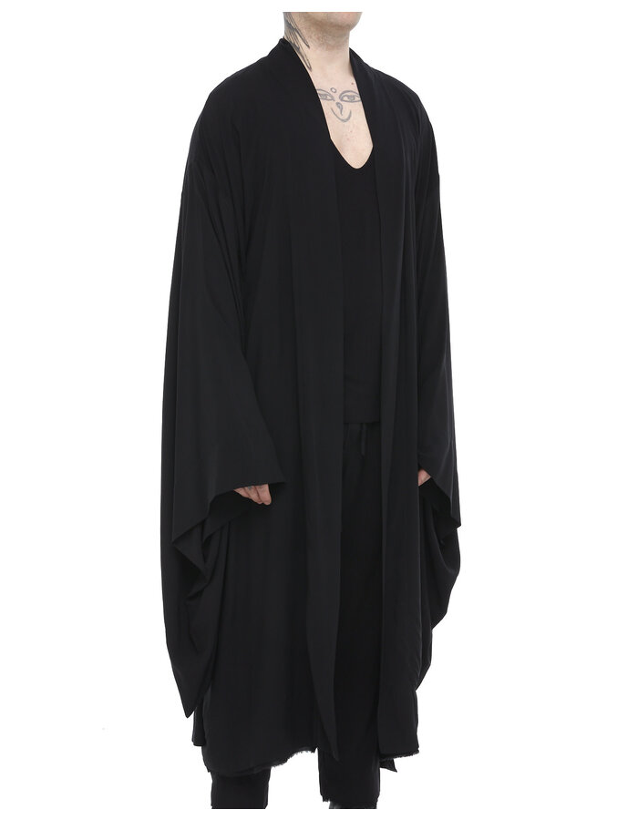 DAVIDS ROAD LIGHT WASHED COTTON LONG KIMONO - BLACK