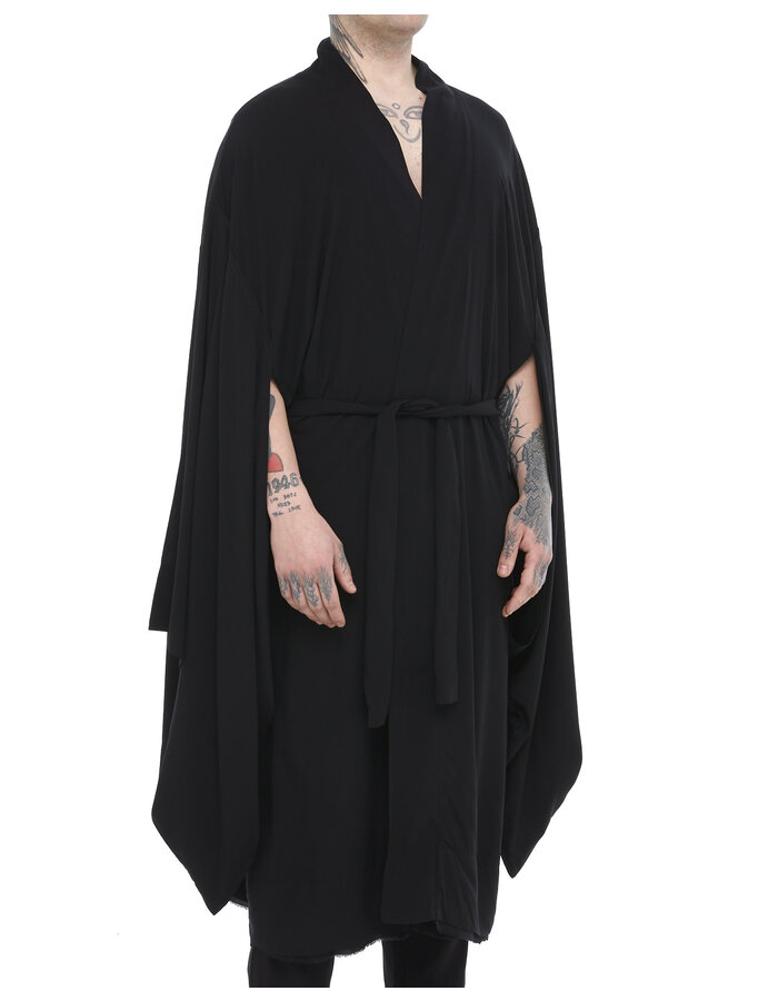 DAVIDS ROAD LIGHT WASHED COTTON LONG KIMONO - BLACK