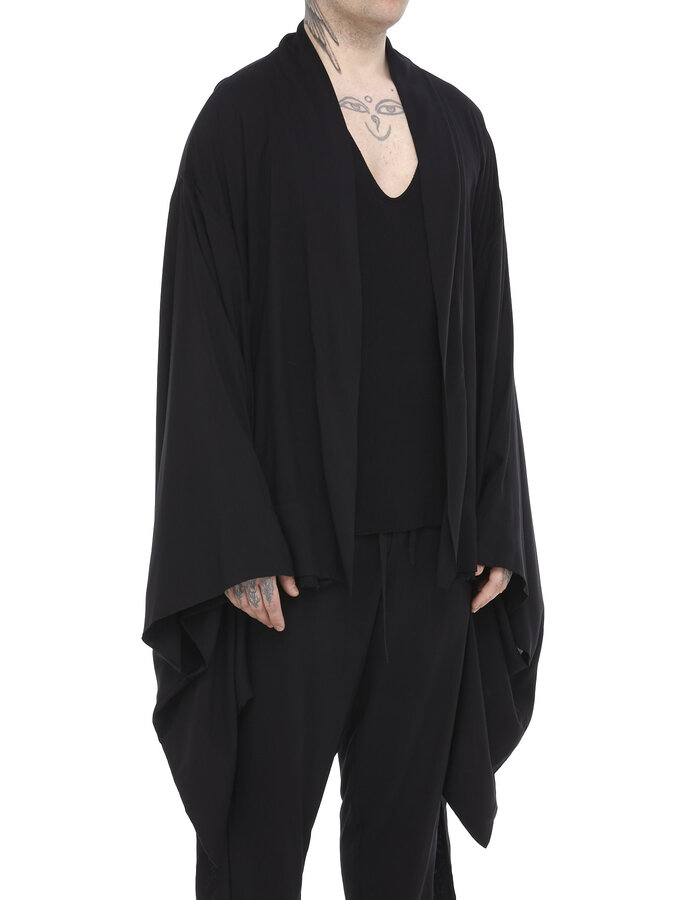 DAVIDS ROAD LIGHT WASHED COTTON KIMONO - BLACK