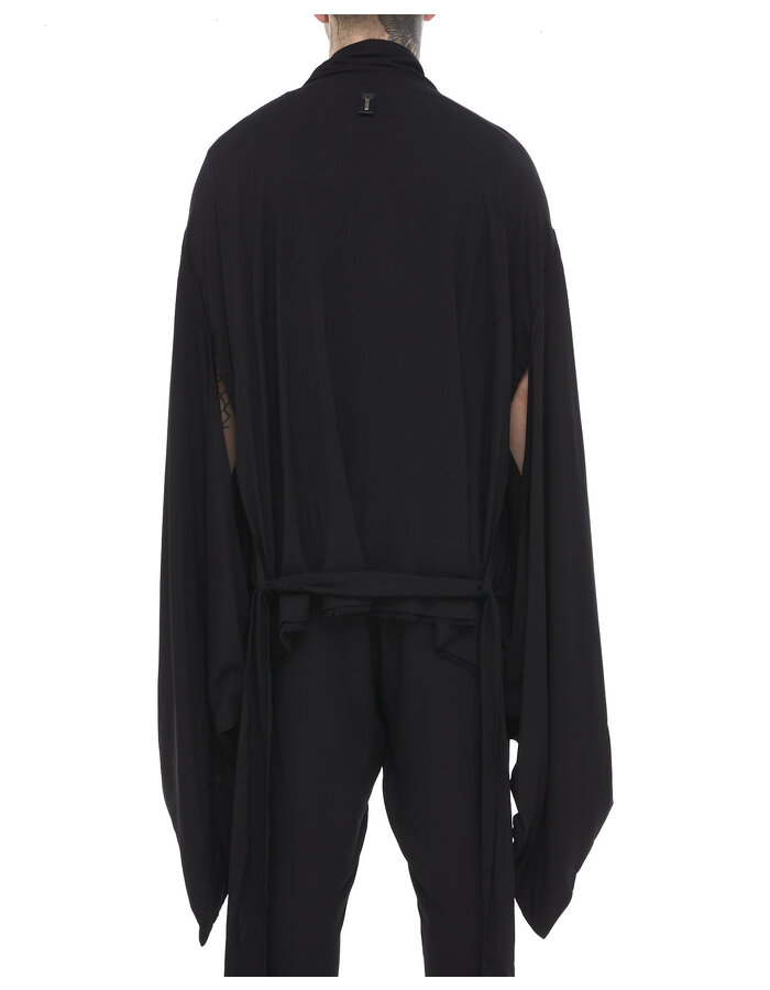 DAVIDS ROAD LIGHT WASHED COTTON KIMONO - BLACK