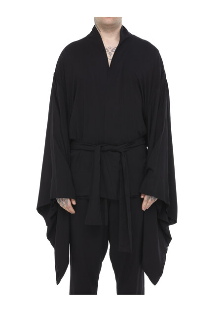 DAVIDS ROAD LIGHT WASHED COTTON KIMONO - BLACK