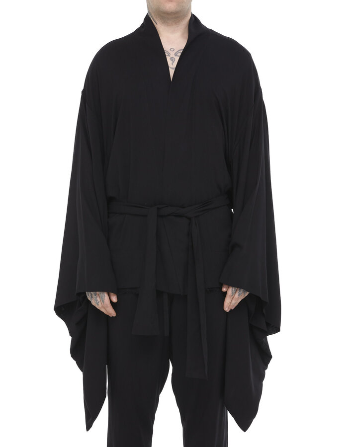 DAVIDS ROAD LIGHT WASHED COTTON KIMONO - BLACK