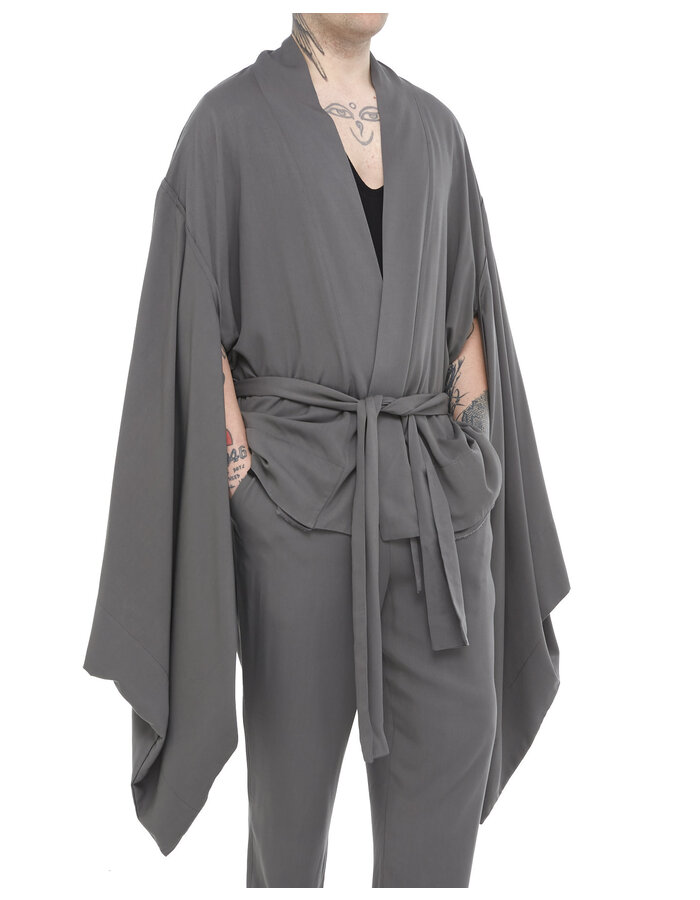 DAVIDS ROAD LIGHT WASHED COTTON KIMONO - GREY