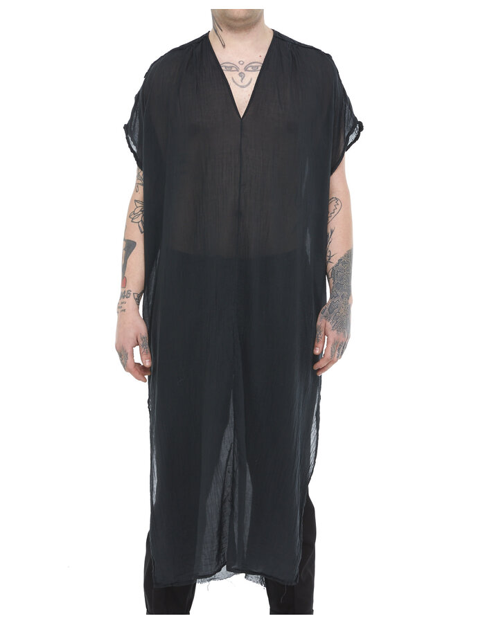 TOTUM PROJECT LONG WASHED COTTON GAUZE RAW EDGE KAFTAN