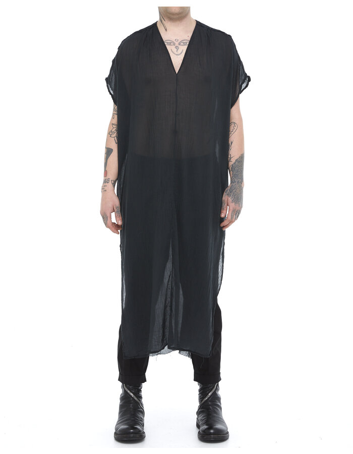 TOTUM PROJECT LONG WASHED COTTON GAUZE RAW EDGE KAFTAN