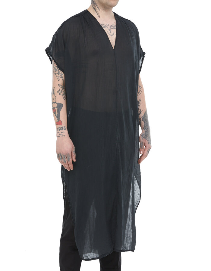 TOTUM PROJECT LONG WASHED COTTON GAUZE RAW EDGE KAFTAN