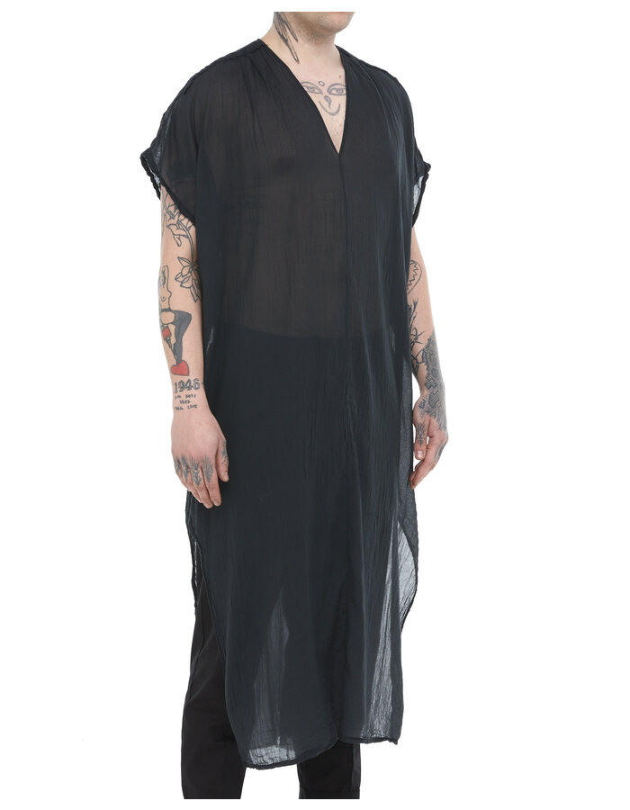 TOTUM PROJECT LONG WASHED COTTON GAUZE RAW EDGE KAFTAN