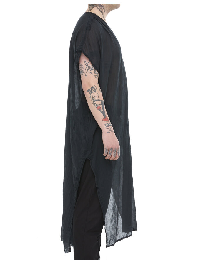 TOTUM PROJECT LONG WASHED COTTON GAUZE RAW EDGE KAFTAN