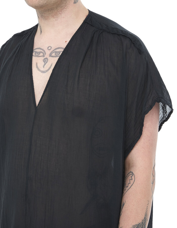 TOTUM PROJECT LONG WASHED COTTON GAUZE RAW EDGE KAFTAN