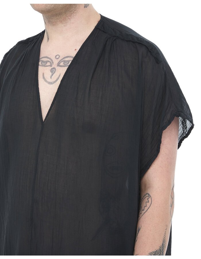 TOTUM PROJECT LONG WASHED COTTON GAUZE RAW EDGE KAFTAN