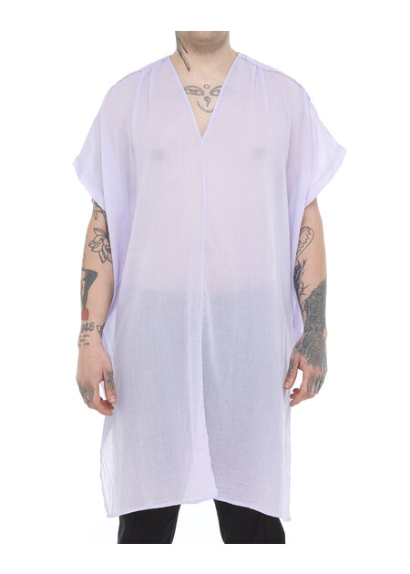 TOTUM PROJECT SHORT WASHED COTTON GAUZE RAW EDGE KAFTAN - IRIS