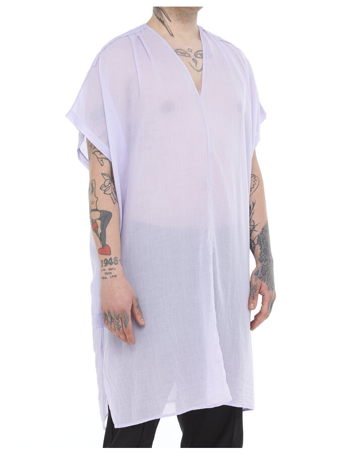 TOTUM PROJECT SHORT WASHED COTTON GAUZE RAW EDGE KAFTAN - IRIS