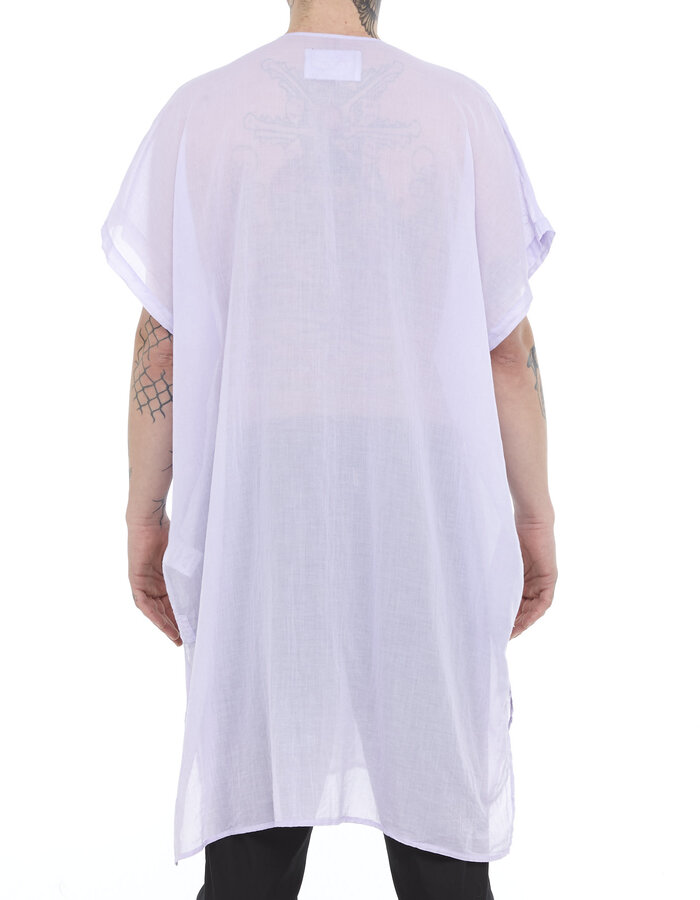 TOTUM PROJECT SHORT WASHED COTTON GAUZE RAW EDGE KAFTAN - IRIS