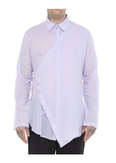 TOTUM PROJECT DRAPE PANEL WASHED COTTON GAUZE SHIRT - IRIS