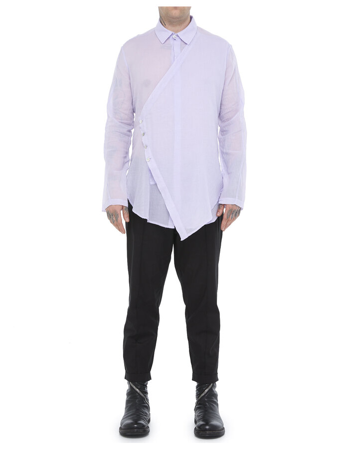 TOTUM PROJECT DRAPE PANEL WASHED COTTON GAUZE SHIRT - IRIS