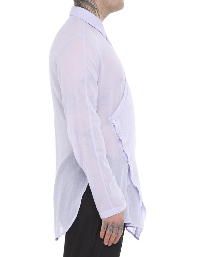 TOTUM PROJECT DRAPE PANEL WASHED COTTON GAUZE SHIRT - IRIS