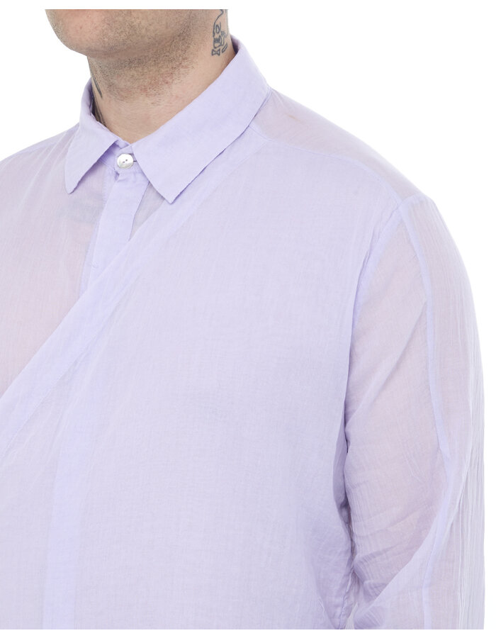 TOTUM PROJECT DRAPE PANEL WASHED COTTON GAUZE SHIRT - IRIS