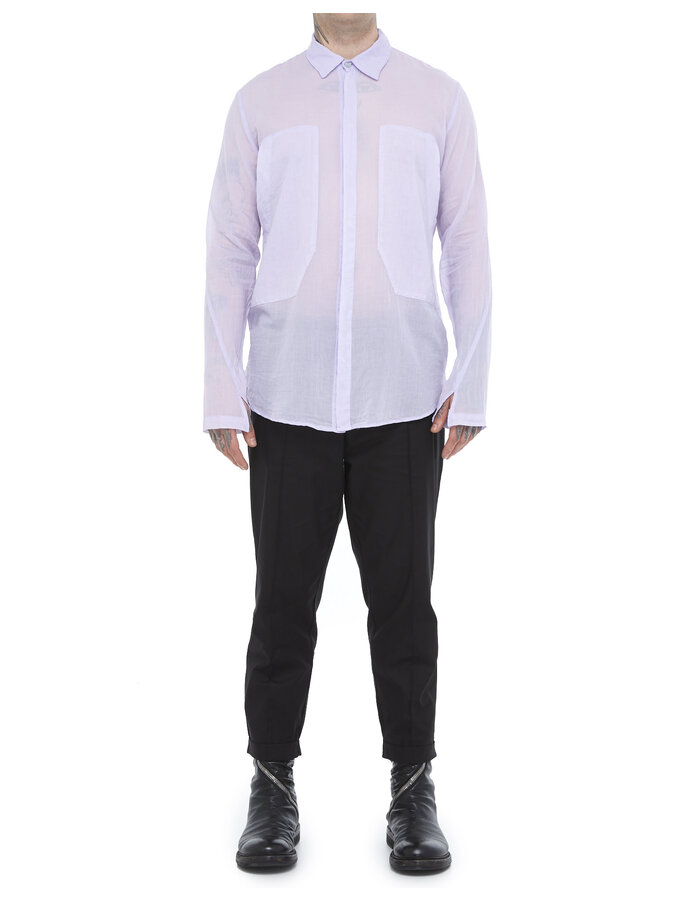 TOTUM PROJECT DOUBLE POCKET WASHED COTTON GAUZE SHIRT - IRIS