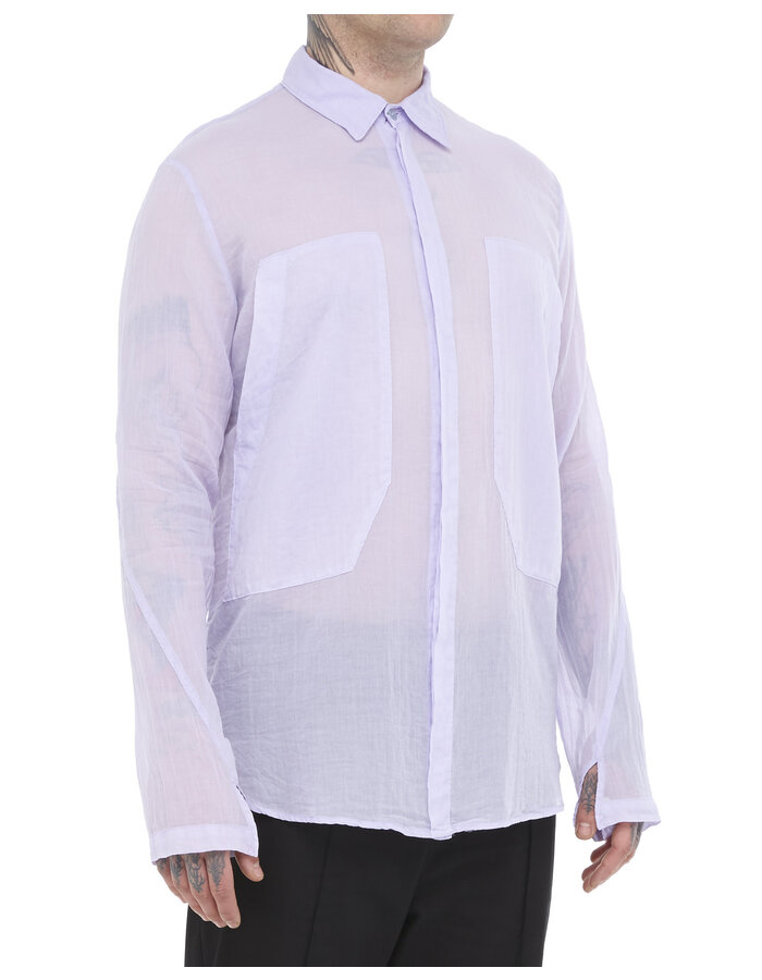 TOTUM PROJECT DOUBLE POCKET WASHED COTTON GAUZE SHIRT - IRIS