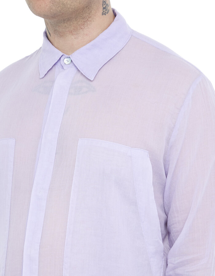 TOTUM PROJECT DOUBLE POCKET WASHED COTTON GAUZE SHIRT - IRIS