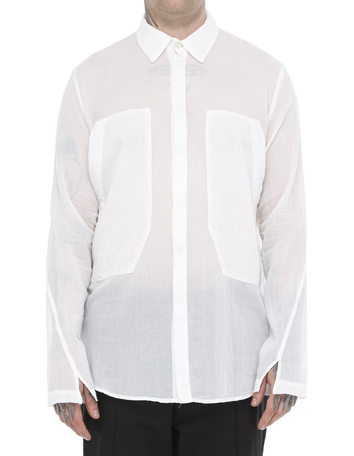 TOTUM PROJECT DOUBLE POCKET WASHED COTTON GAUZE SHIRT - WHITE