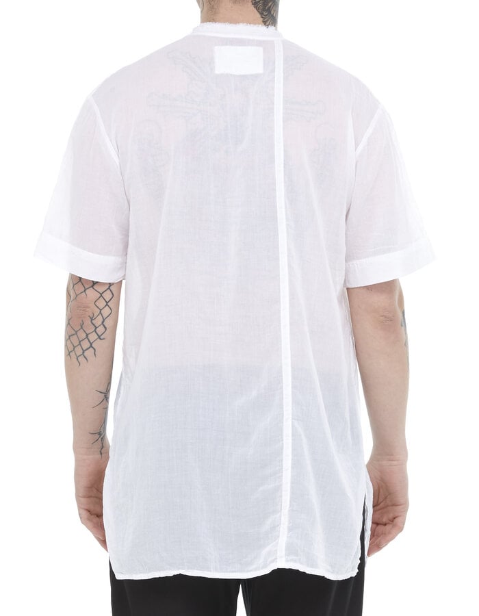 TOTUM PROJECT WASHED COTTON GAUZE RAW EDGE T-SHIRT - WHITE