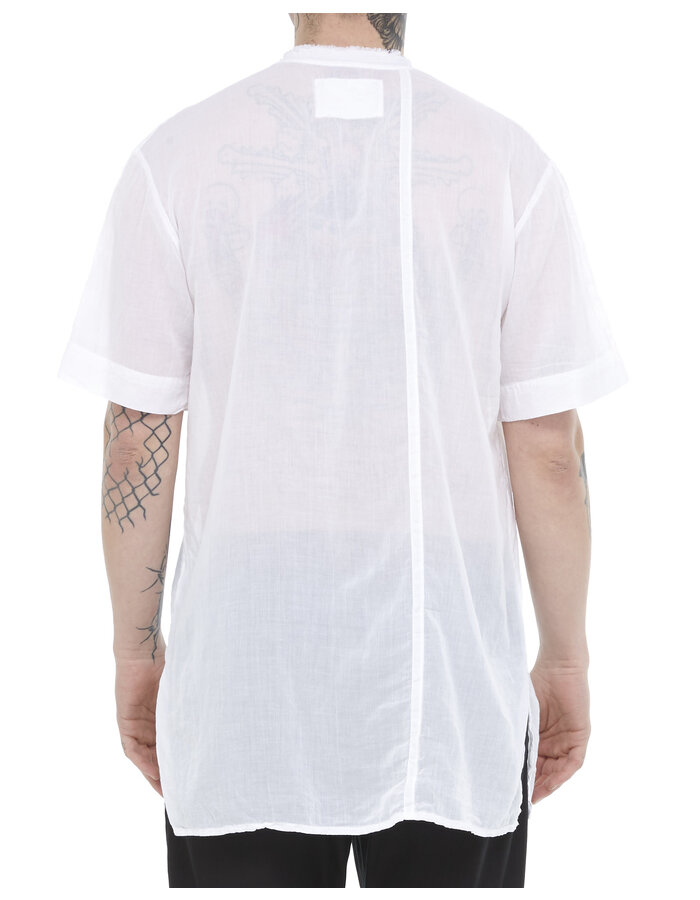 TOTUM PROJECT WASHED COTTON GAUZE RAW EDGE T-SHIRT - WHITE