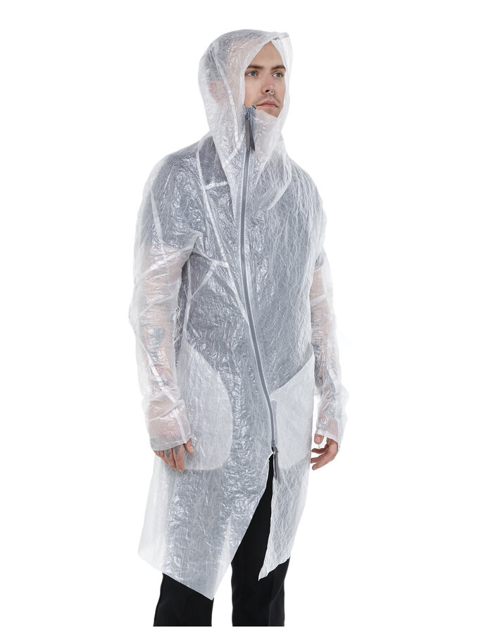 LEON EMANUEL BLANCK DISTORTION CURVED HOODED COAT - LIGHT MOLT