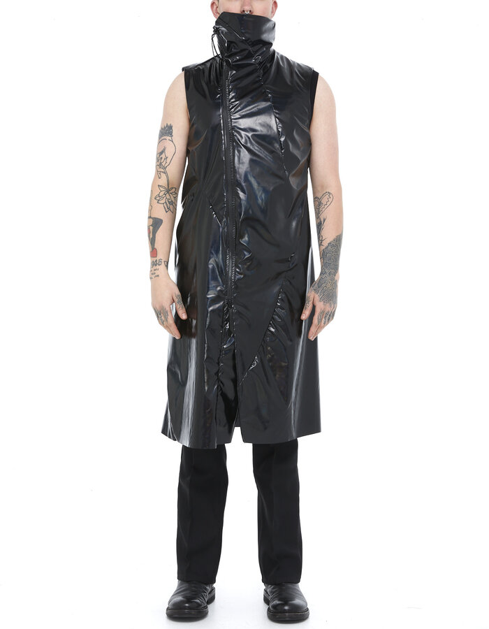 LEON EMANUEL BLANCK DISTORTION TRENCH VEST - TECNO SHINY