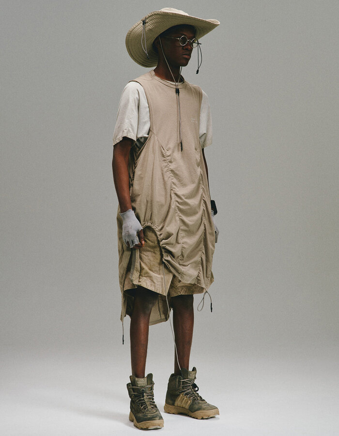 HAMCUS SCARS / ADJUSTABLE LONG HEM TANKTOP - SAND