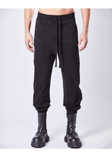 THOM KROM CURVED CONTRAST PANEL STRETCH JOGGER - BLACK