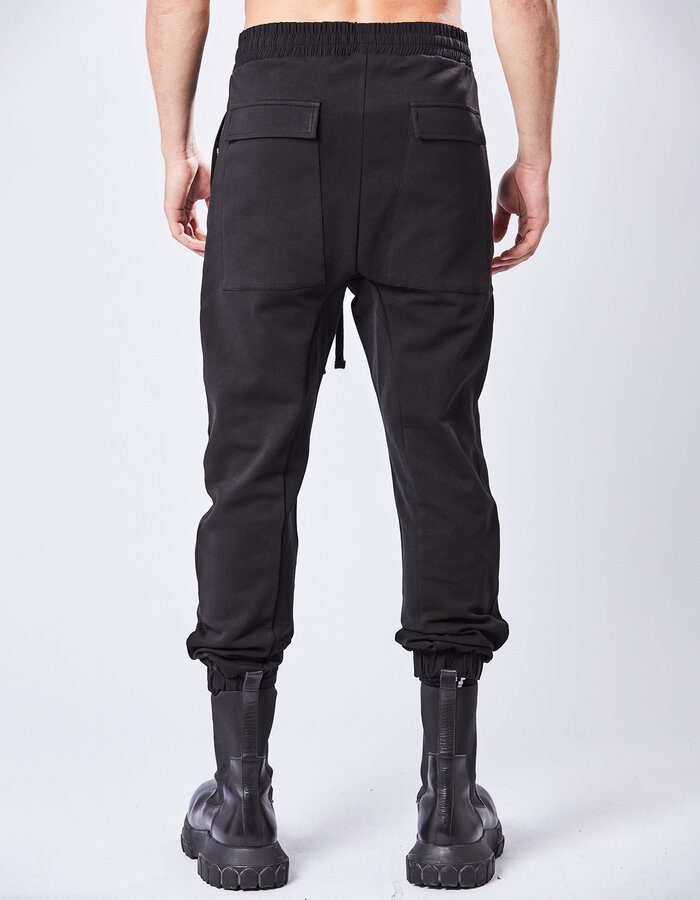 THOM KROM CURVED CONTRAST PANEL STRETCH JOGGER - BLACK