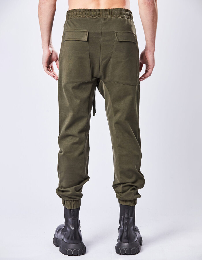 THOM KROM CURVED CONTRAST PANEL STRETCH JOGGER - HUNT GREEN