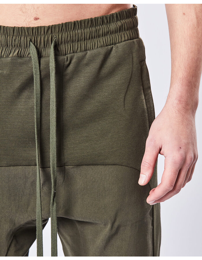 THOM KROM CURVED CONTRAST PANEL STRETCH JOGGER - HUNT GREEN