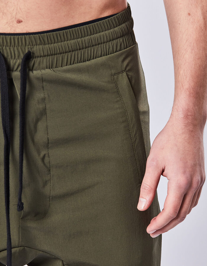 THOM KROM HYPERSTRETCH NYLON DROP CROTCH JOGGER - HUNT GREEN