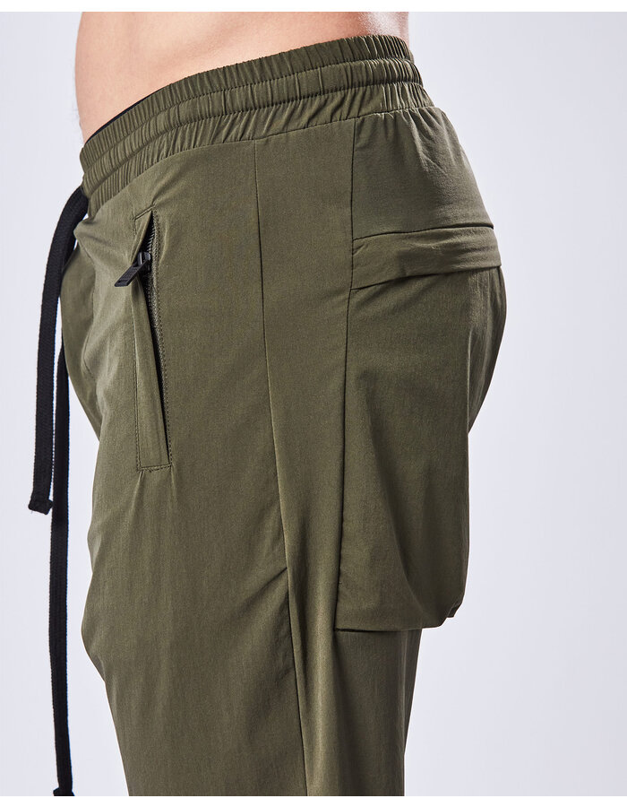 THOM KROM HYPERSTRETCH NYLON DROP CROTCH JOGGER - HUNT GREEN