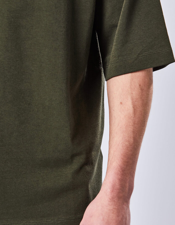 THOM KROM STRETCH COTTON & MODAL RELAXED FIT T-SHIRT - HUNT GREEN