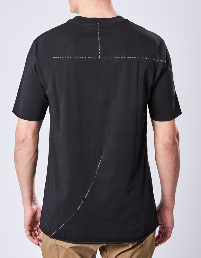 THOM KROM CURVE SEAM FITTED COTTON T-SHIRT - BLACK