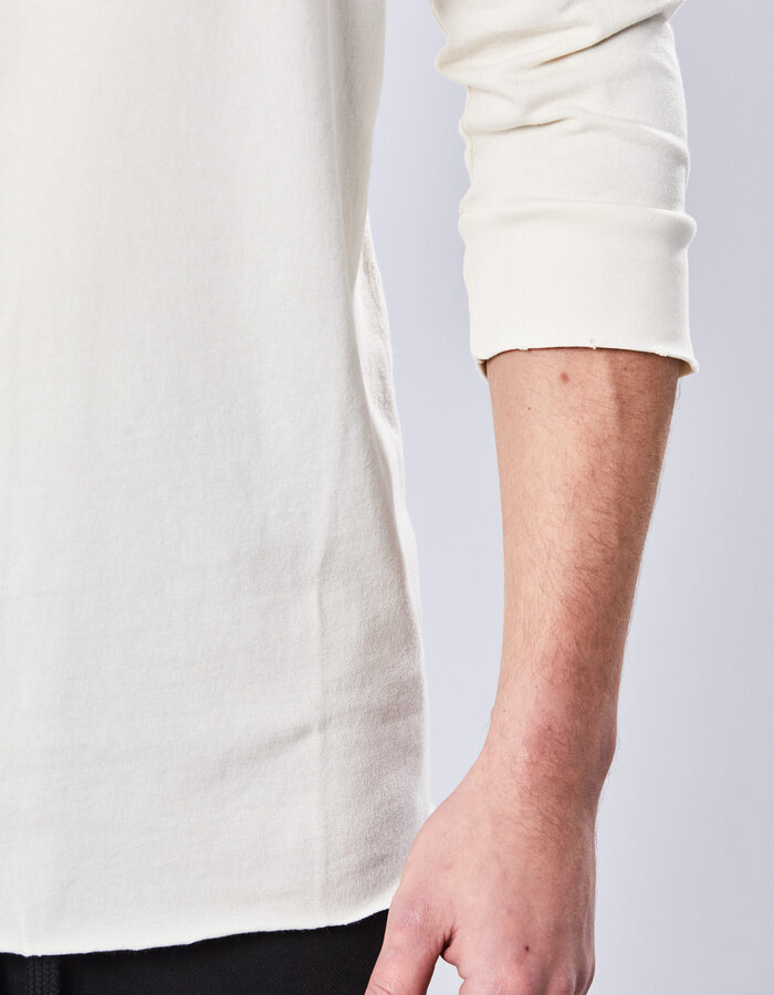 THOM KROM STRETCH COTTON & MODAL FITTED 3/4 RIB CUFF T-SHIRT - BONE