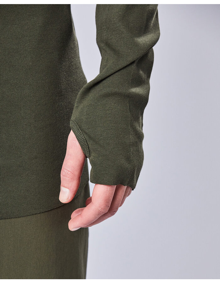 THOM KROM STRETCH MODAL FITTED LONGSLEEVE - HUNT GREEN