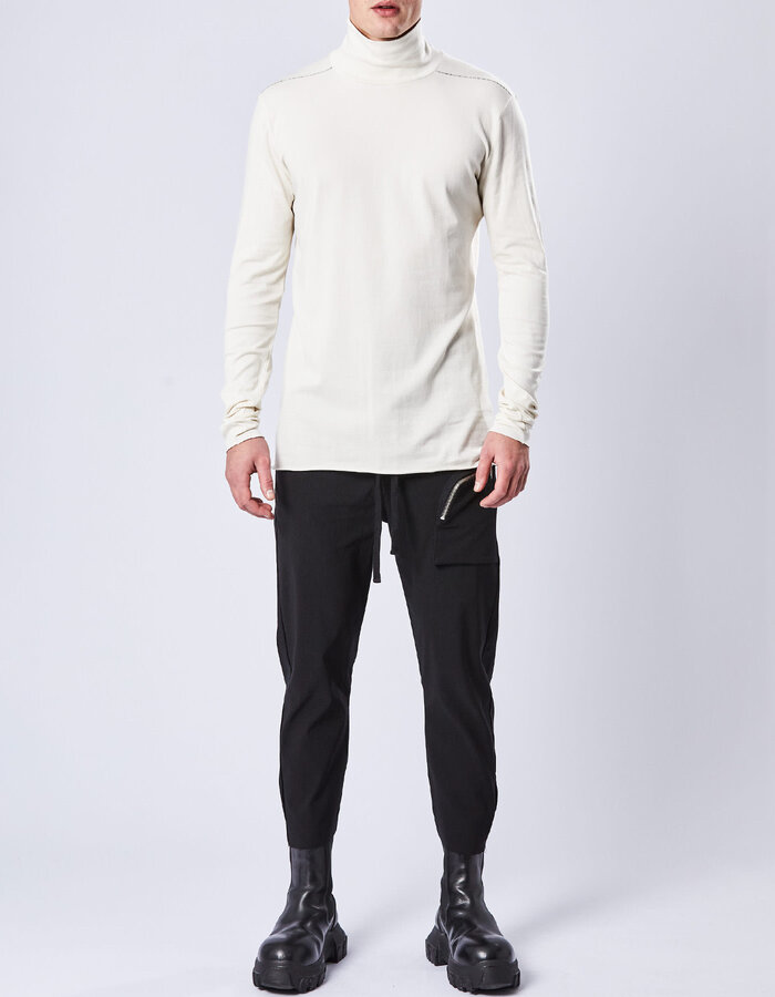 THOM KROM STRETCH COTTON & MODAL FITTED TURTLENECK - BONE