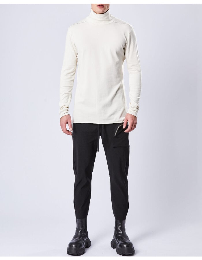 THOM KROM STRETCH COTTON & MODAL FITTED TURTLENECK - BONE