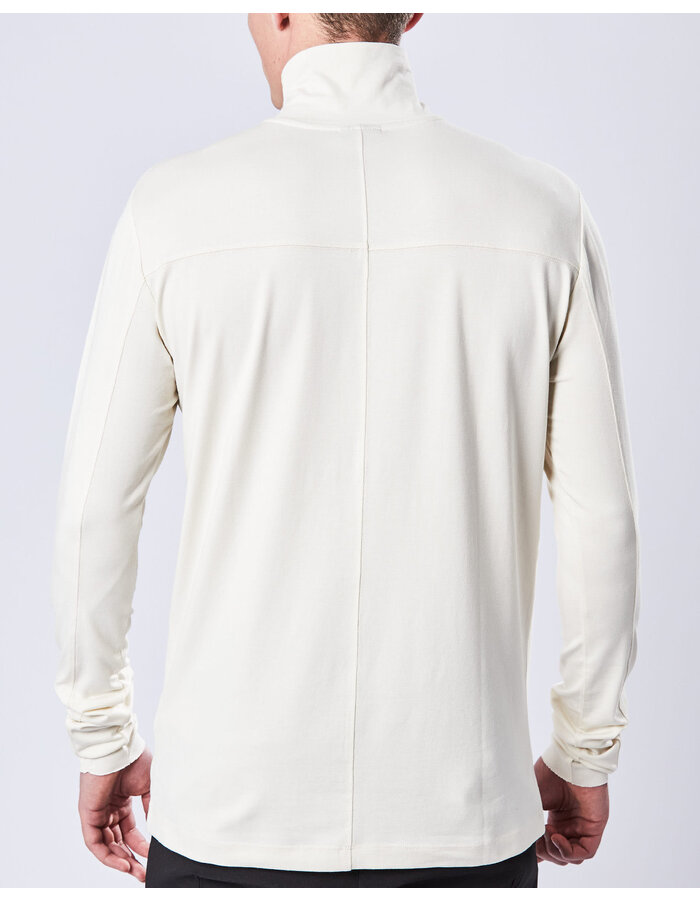 THOM KROM STRETCH COTTON & MODAL ZIP NECK SWEATER - BONE