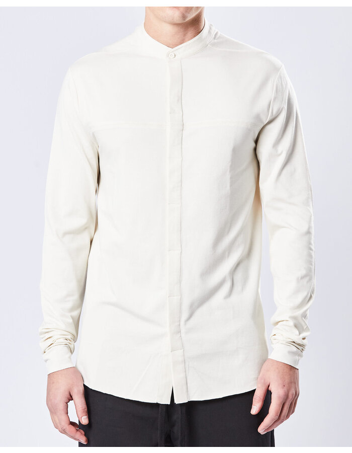 THOM KROM STRETCH COTTON & MODAL MANDARIN SHIRT - BONE