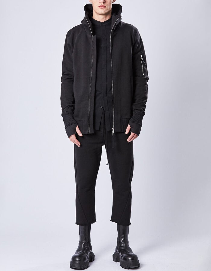 THOM KROM HEAVYWEIGHT RIB DETAIL ZIP FRONT HOODY