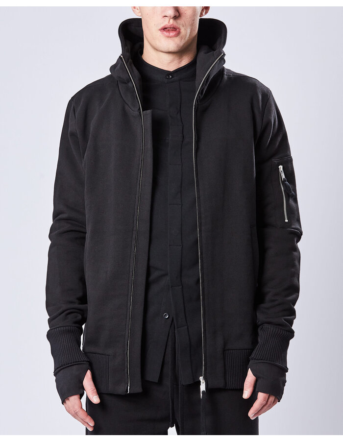 THOM KROM HEAVYWEIGHT RIB DETAIL ZIP FRONT HOODY