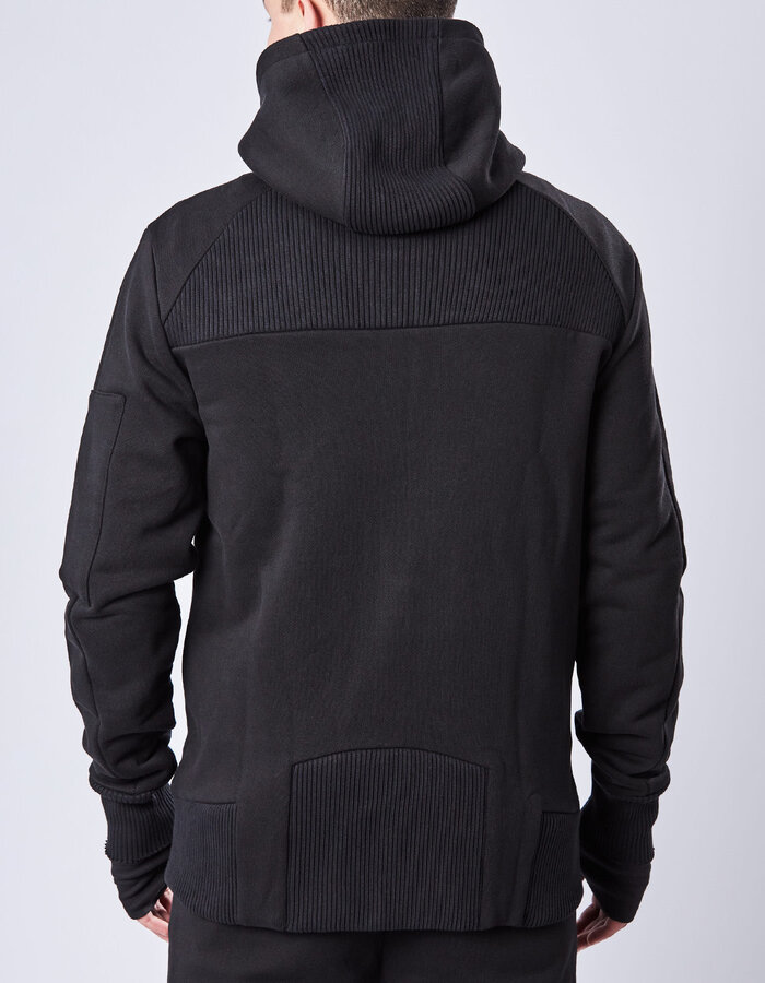 THOM KROM HEAVYWEIGHT RIB DETAIL ZIP FRONT HOODY