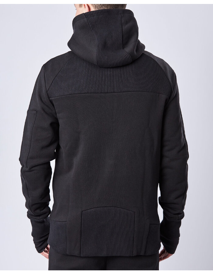 THOM KROM HEAVYWEIGHT RIB DETAIL ZIP FRONT HOODY