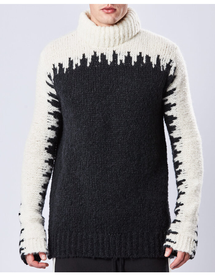 THOM KROM ALPACA BLEND INTARSIA HIGH NECK SWEATER