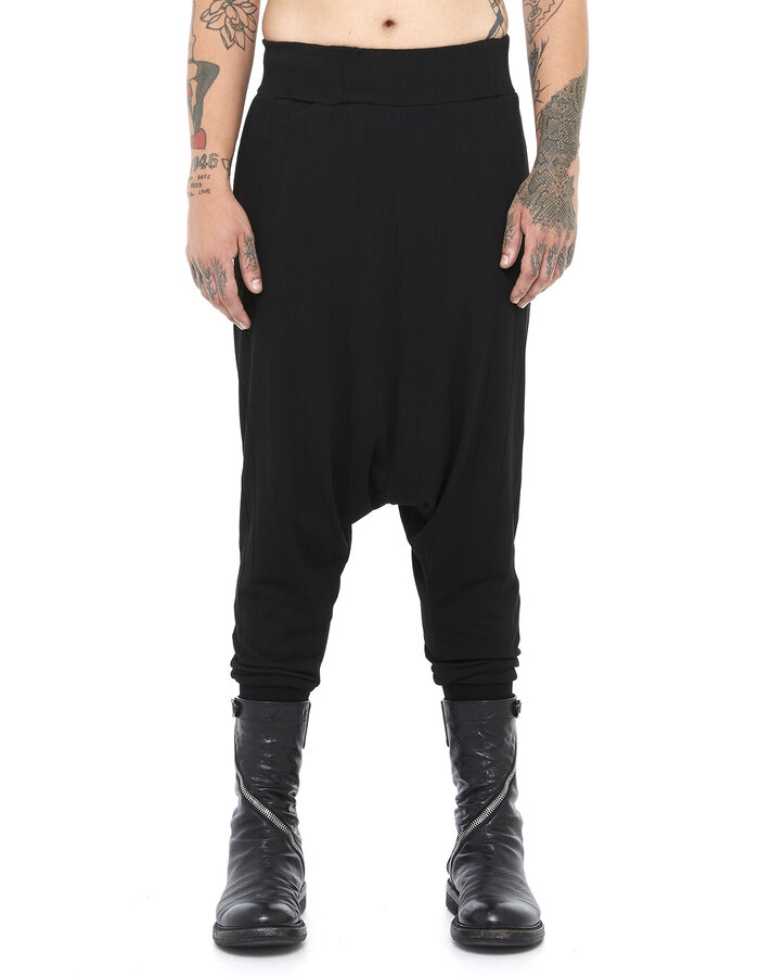 LA HAINE INSIDE US KNITTED VISCOSE SEAM DETAIL DROP CROTCH PANT